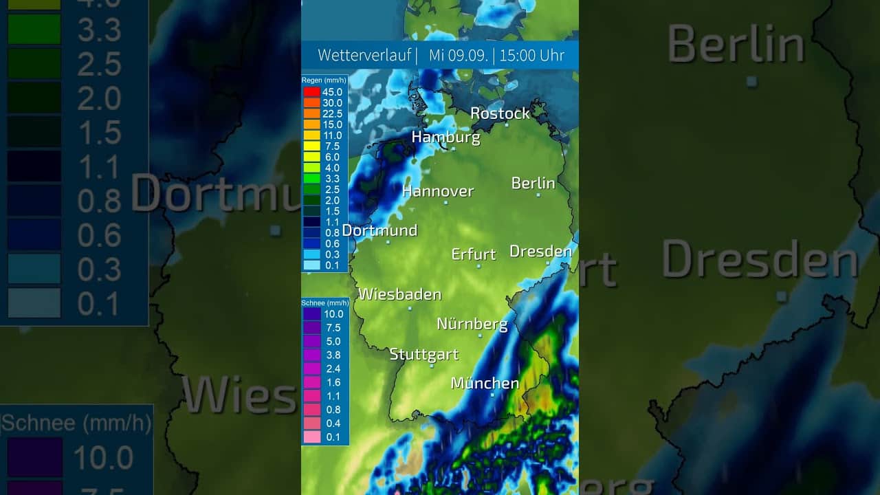 Starkregen im Süden, Kaltluftgewitter im Norden viele Regionen trocken