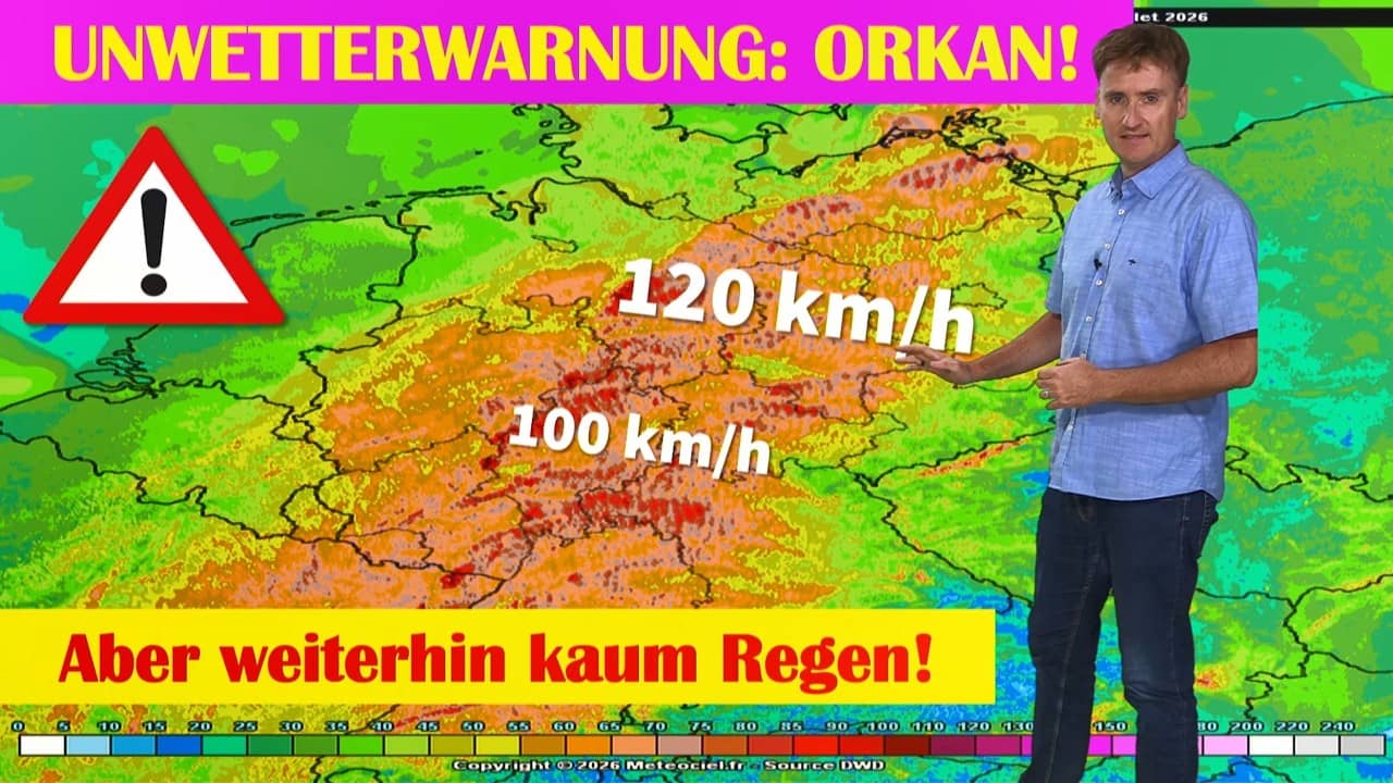 ORKANWARNUNG! Wetterfront bringt Temperatursturz in Deutschland  von 40°C auf 25°C!